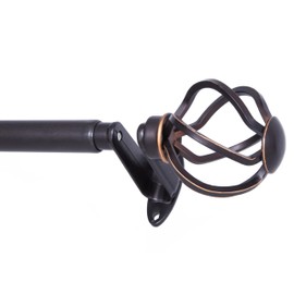 Sun Zero SN45043 Cage Open Work Ball End Blackout Room Darkening Wrap Around Decorative Curtain Rod, 36-66" Adjustable Length, Oil Rubbed Bronze Finish, 3/4" Diameter Steel Tube
