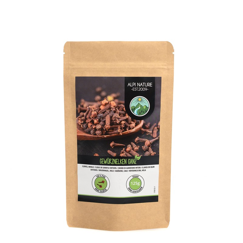 Whole cloves (125g, 4.4 oz), gently dried, 100% natural, vegan