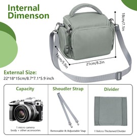 Ainiv Camera bag, SLR DSLR SLR camera bag, camera bag for hanging, compatible with Canon Nikon Sony SLR/DSLR camera lenses and accessories, waterproof, gray, Casual