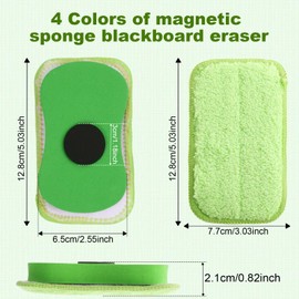 4PCS Magnetic Reusable Whiteboard Eraser, Washable Chalkboard Multi-Functional Chalk Eraser, Microfiber Blackboard Eraser Colorful Dry Wipe Eraser for Markers, Classroom, Home and Office