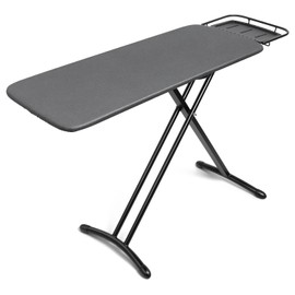 Duwee 18"x46" Ironing Board with Heat Resistant Cover and Thicken Felt Pad,Deluxe Iron Board with Steam Iron Rest,Adjustable Height Heavy Duty Ironing Board Full Size,Heavy Sturdy Legs,Black