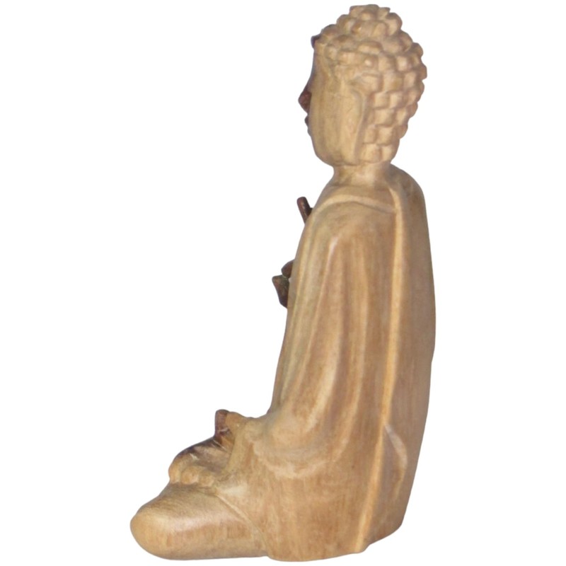 Brave Wings Hand Carved Wooden Decoration ~ Meditating Man 10.5cm