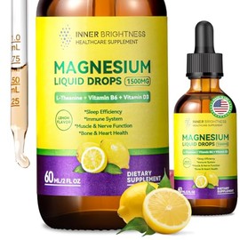 Magnesium Glycinate Liquid Drops 1500mg with Magnesium Citrate & Taurate, L-Theanine, Vitamin D3, B6 - Supports Calm, Sleep, Muscle Relaxation, Leg Cr