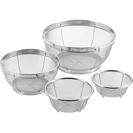 Yoshikawa Colander, 4-piece (5.1, 5.9, 7.5, 9.8 inches (13, 15, 19, 25 cm)), Stainless Steel, 4-Size Set, Mizulead II, Tsubame Sanjo, Made in Japan, SJ3468