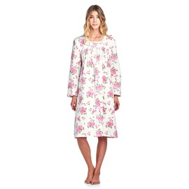 Casual Nights Women's Flannel Floral Long Sleeve Nightgown - Floral Pink - X-Large