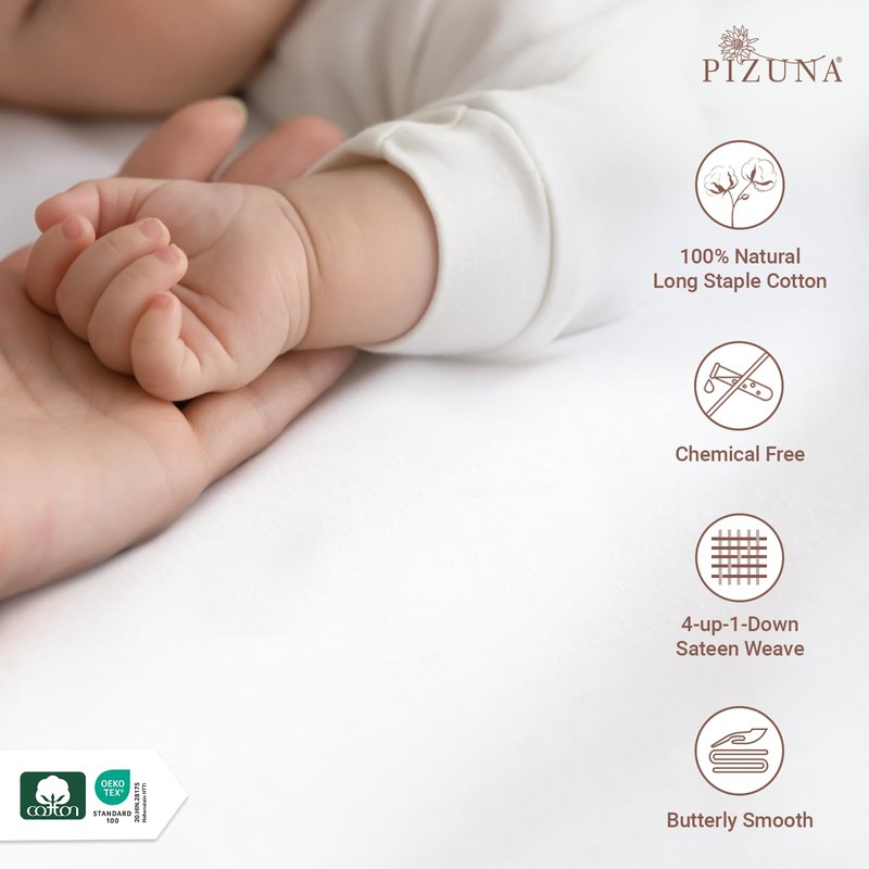 Pizuna 100% Cotton Fitted Crib Sheet Dark Blue, 400 Thread