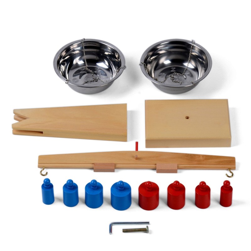 Montessori Wooden Balance Beam Weighing Scale Early Childhood Education Tools