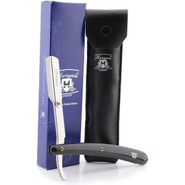 Haryali London Men's Black Razor, Hairdressing Style Cut Razor, Blades Not Included with Leather Bag, Perfect Razor for All Types of Deep Shaving