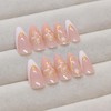 White French Tip Press On Nails Medium Almond Shape Flower