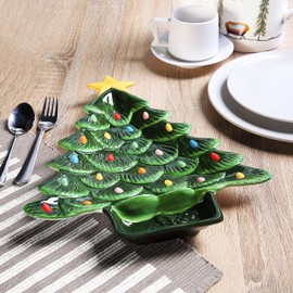 Mr. Christmas 14.25'' Tree Platter with Dip Section - Green