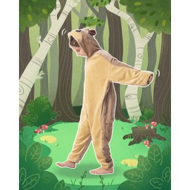 corimori Fluffy Marmot Costume for Children with Headband Carnival Fancy Dress Costume Onesie for Girls Boys Height 130-150 cm