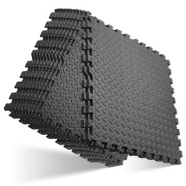 Gold Water Trading GWT Puzzle Exercise Mat, EVA Foam Interlocking Floor Tiles for Home Gym, Workout Equipment, Treadmill, Protective Flooring, Fit Tile 48 SQ FT (12 Pcs)