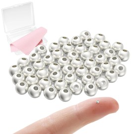 MKCYD Sterling Silver Beads for Jewelry Making,Genuine 925 Silver Smooth Round Ball Beads,Solid 925 Sterling Silver Spacer Beads for DIY Bracelet Necklace Earring Jewelry Making(Made in Italy)