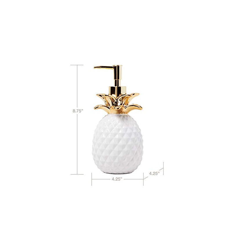 SKL Home Gilded Pineapple Ceramic Soap/Lotion Dispenser, 14 Oz. Capacity,