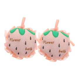 Ipetboom 2pcs Exfoliating Bath Sponge Brush Loofahs Mesh Pouf Strawberry Shower Sponge Scrubber Balls for Boys and Girls Adults Travel