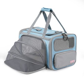 Pawaii - Transportador de viaje plegable para gatos, aprobado por la TSA Airline, cómodo y práctico, gris y azul cielo