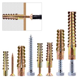 Wokape 100Pcs Heavy Duty Steel Wall Anchor Kit with Colored Zinc Phillips Screws for Concrete, Drywall & Plaster Walls