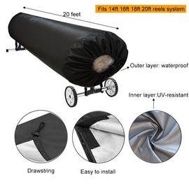 20ft Swimming Pool Solar Reel Cover - Pool Reel Cover Protector for Above Ground and Inground Pool - Solar Blanket Cover Cover - Solar Cover Winter Cover Protective Wrap