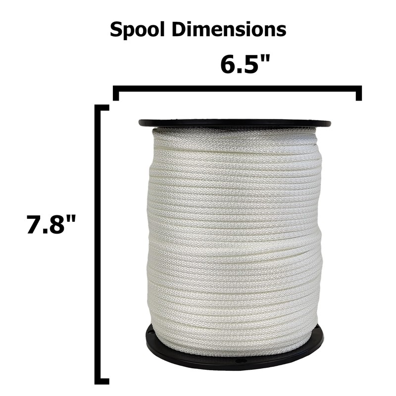 3/16 inch White Dacron Polyester Rope - 500 Foot Spool
