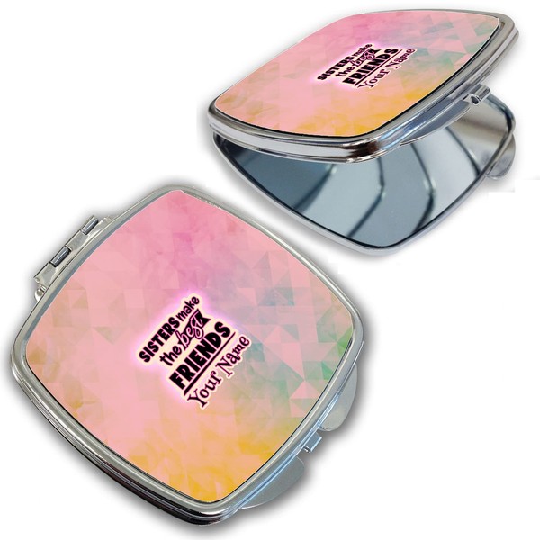 Bleu Reign Compact Personalized Pocket Mirror Custom Name Pink and