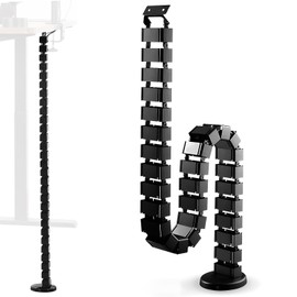 130 cm Cable Management Flexible for Fixed and Height Adjustable, Universal Square Cable Snake Cable Duct for Desk, Cable Hose Cable Management System with 2 Screws Under the Table (Black)