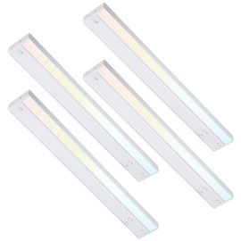 TORCHSTAR LED Under Cabinet Lighting 3CCT, 22 Inch 14W 960LM, Hardwired & Plug-in, 3 Color Selectable CRI90 120V ETL Listed Dimmable Under Counter Lights for Kitchen, White Aluminum Housing, 4 Pack