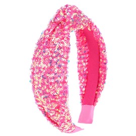 YARIEW Sequin Knotted Headband for Women Sparkle Pink Headband Knot Hair Bands Accessories Cute Little Girl Headbands Princess Glitter Girls Hair Accessories