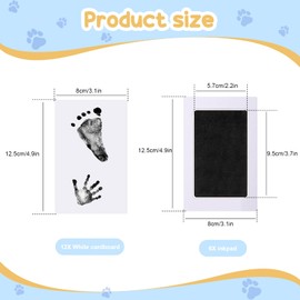 TaoBary 6 Pcs Baby Hand and Footprint Kit Clean Touch Ink Pad Non Toxic Inkless Infant Hand Foot Stamp Pet Paw Print with 12 Cards for Newborn Keepsake, Dog Nose & Paw Print Kit Memory Gift(Small)