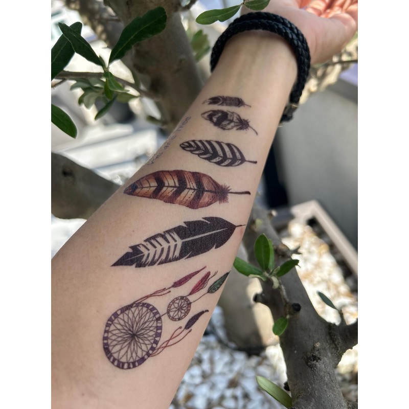 QC904 Temporary Feather Tattoo Flower Tattoo Dream Catcher Tattoo No.
