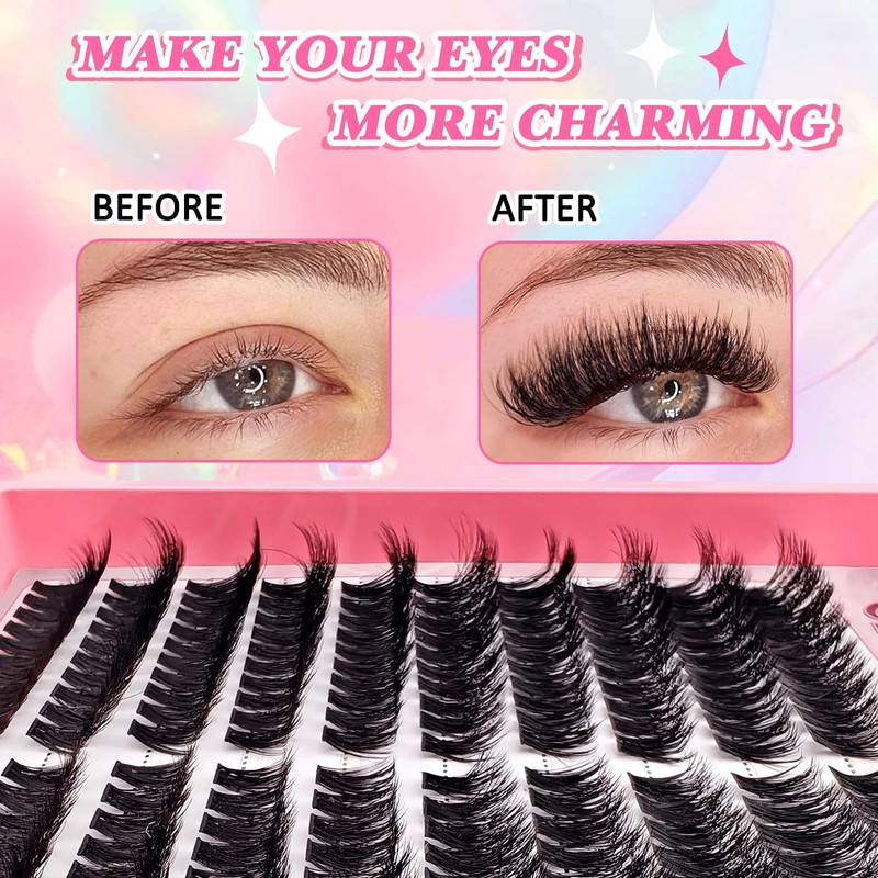 200 Pieces DIY Eyelash Extensions Set, 8-16 mm, Mixed Fluffy