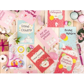 Easter Cards Set Colourful - 12 Lovingly Designed Postcards for Easter - Greeting Cards Set