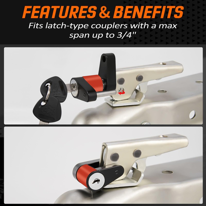 METOWARE Keyed Alike Trailer Lock Set, 5/8" Dia 3-1/2" Long