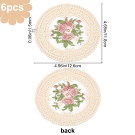 GORGECRAFT 6PCS Flower Placemats Vintage Floral Place Mats Embroidery Craft Coasters European Style Lace Fabric Insulation Tablemat Heat-Resistant Washable Mats for Dining Table(Antique White)