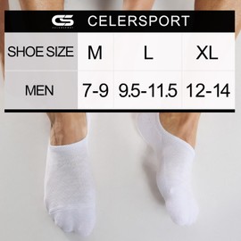 CS CELERSPORT 8 Pairs Mens No Show Socks with Cushion Low Cut Ankle Short Athletic Non Slip Casual Invisible Socks, Large, White