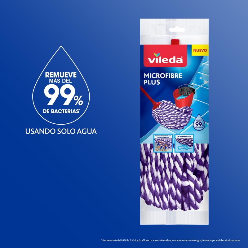 Vileda Repuesto Mop Microfibre Plus, Trapeador Mop Microfibra