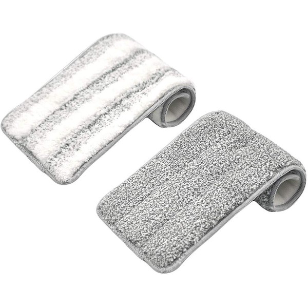 Oshang Flat Mop Head Refill 2 Pack - White and Grey - Replacement Mop Pads, Microfiber Cleaning Pads for Oshang Squeeze Flat Mop