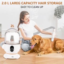 Towallmark Dog Hair Vacuum & Dog Grooming Kit, 5 in-1 Pet Grooming Vacuum Suction 99% Pet Hair for Dogs Cats, 2L Large Capacity Dust Cup, Low Noise Dog Hair Vacuum for Shedding Pet Hair, Orange