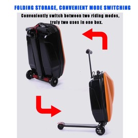 GDLHY Scooter Suitcase Carry On Hardshell Ride On Suitcase Scooter for Kids Age 4-15, Multifunctional Ride On Lightweight Kids Luggage with Wheels(Size:Blue)