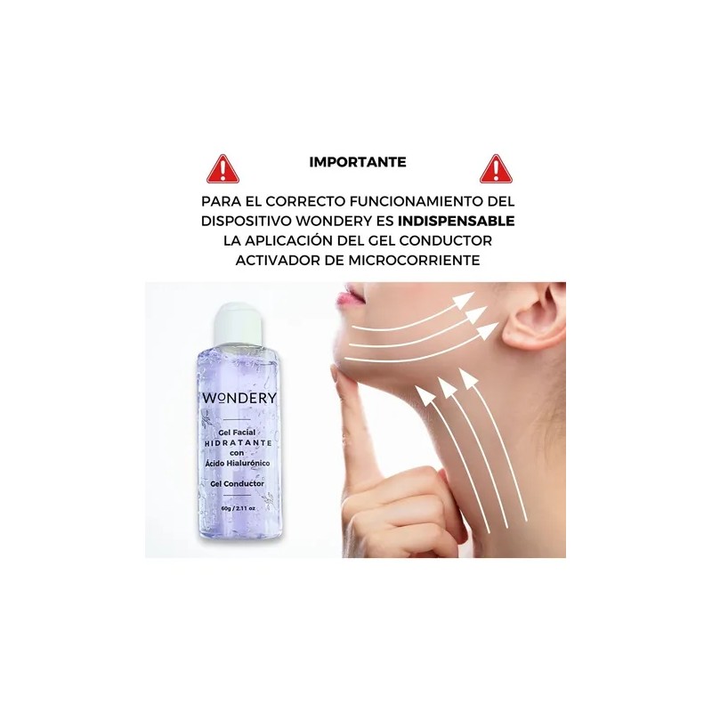 Wondery Dispositivo Rejuvenecedor Facial con Microcorriente + Gel Conductor 60