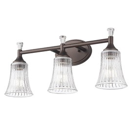 zeyu 3-Light Industrial Vanity Lights, Farmhouse Bathroom Wall Light Fixture with Clear Fluted Glass, Oil Rubbed Bronze Finish, ZSL87B-3W ORB