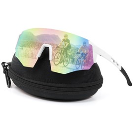 Sunshinestar Schnelle Brille Weiß, Fahrradbrille Herren Damen Sonnenbrille UV400 Schutz Winddicht Anti-Beschlag, Für Sportbrille Radfahren MTB Rennrad Ski Laufen Angeln Golf Rave Outdoor-Aktivitäten