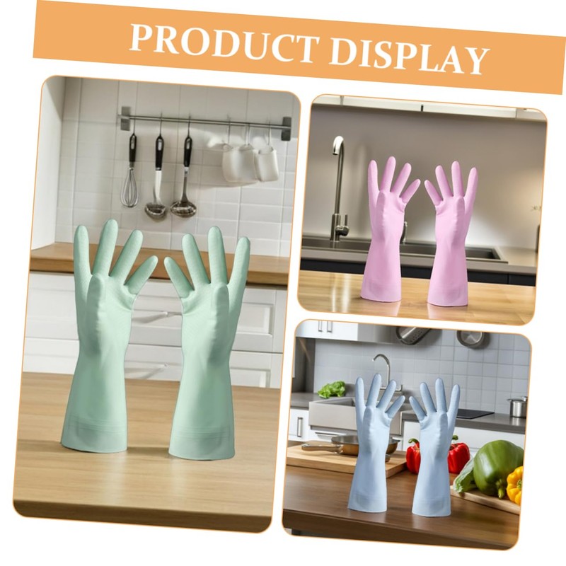 Ipetboom 3 Pairs Kitchen Dishwashing Gloves Ergonomic Non Slip Rubber