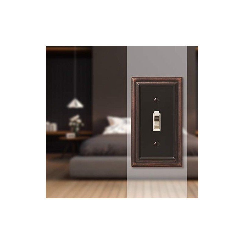 Amerelle Continental Single Toggle Cast Metal Wallplate in Aged Bronze