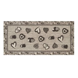 HomeLife Non-Slip Kitchen Rug Made in Italy | Modern Colourful Rug Shabby Chic Heart Style | Washable Rug 55X80 Slate