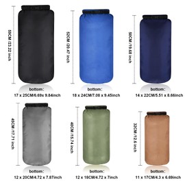 6 Pieces Waterproof Dry Bag Set Dry Bags Lightweight Airtight Combination Set with 20 L 15 L 10 L 8 L 5 L 3 L Bags and Long Adjustable Shoulder Straps for Kayaking, Dark colour, /