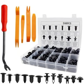 AMZAUTO Automotive Clips and Fasteners, 240 PCS Bumper Retainer Clips, Car Plastic Rivets Fasteners Push Retainer Kit, Auto Trim Removal Tool Kit for GM Ford Honda Chrysler
