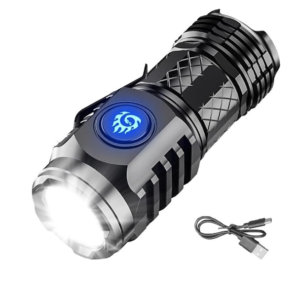 UQTUKO Mini Taschenlampe Extrem Hell, Aufladbar LED Taschenlampe mit 5