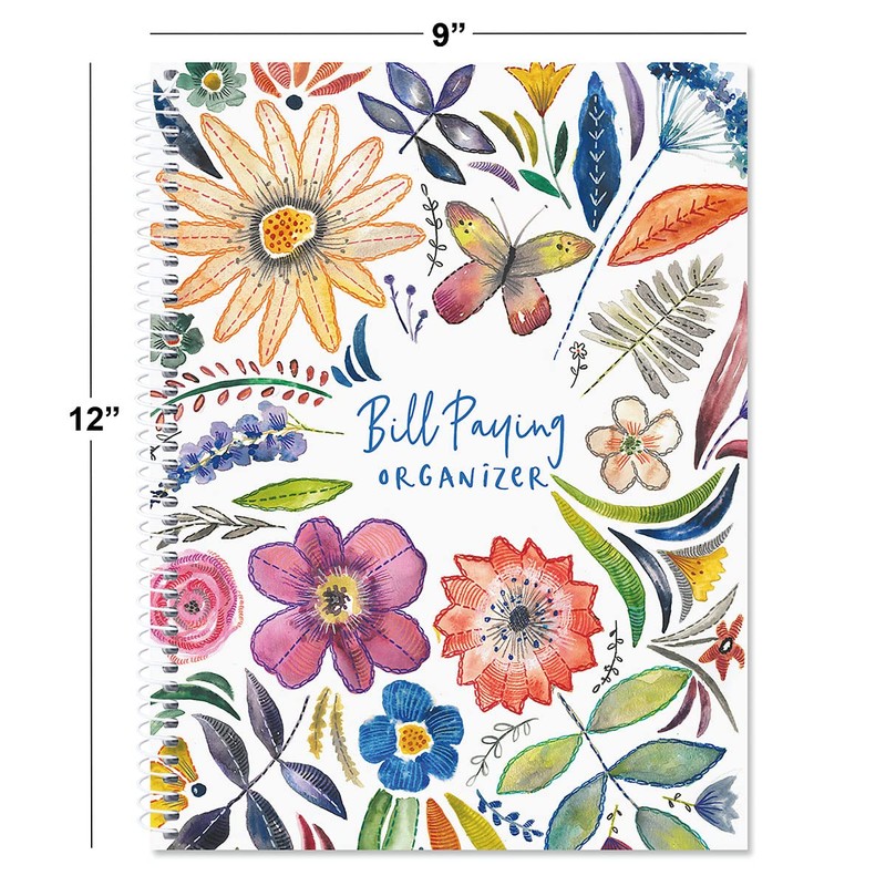Current Embroidered Florals Bill Paying Organizer Book-9" x 12” Personal