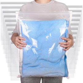 10PCS Large Travel Clothes Storage Bags, 50×60 CM, 40 * 50 CM Clear Seal Bags Waterproof Luggage Organiser Resealable Large Plastic Luggage Pouch or storing large coats, clothes, quilts,10PCS