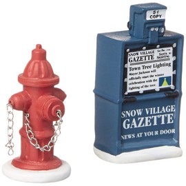 Department 56 Village Fire Hydrant and Newspaper Box Accessory Set of 2